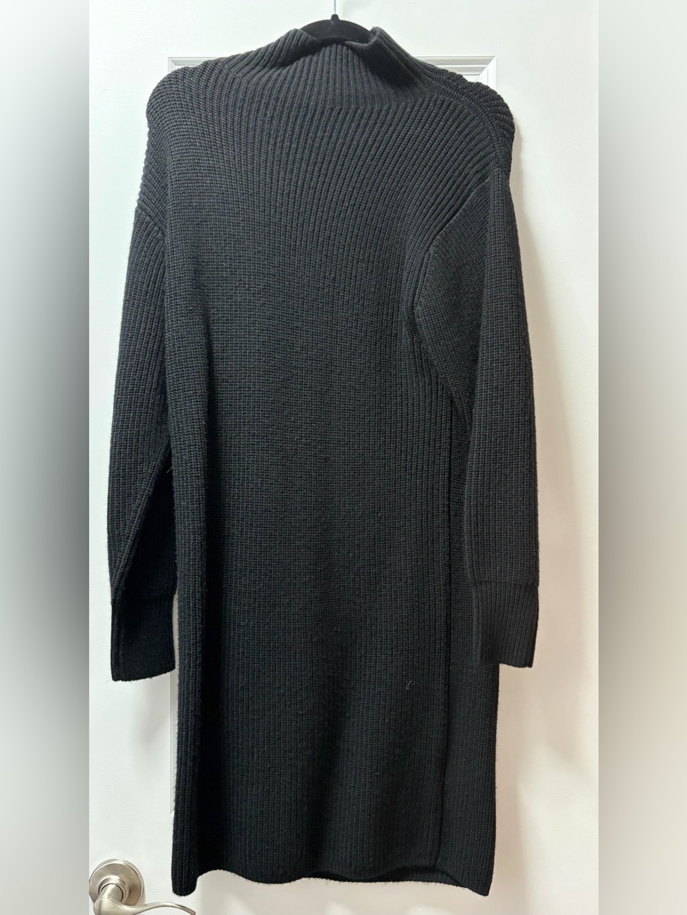 Quince Black Knit Sweater Dress with Orange Logo